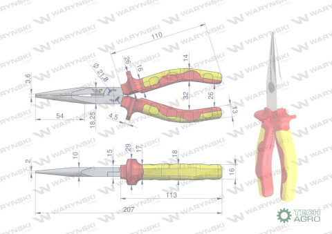 Szczypce izolowane, wydłużone proste 20 0 mm. VDE. Waryński Szczypce izolowane, wydłużone proste 20 0 mm. VDE. Waryński