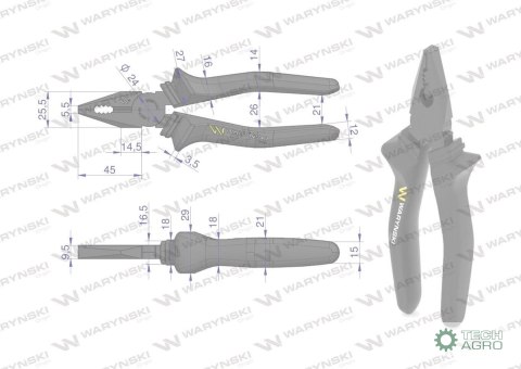 Szczypce uniwersalne 180 mm Waryński Szczypce uniwersalne 180 mm Waryński