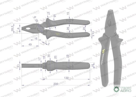Szczypce uniwersalne 200 mm Waryński Szczypce uniwersalne 200 mm Waryński