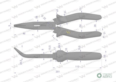 Szczypce wydłużone wygięte 200 mm Waryń ski Szczypce wydłużone wygięte 200 mm Waryń ski
