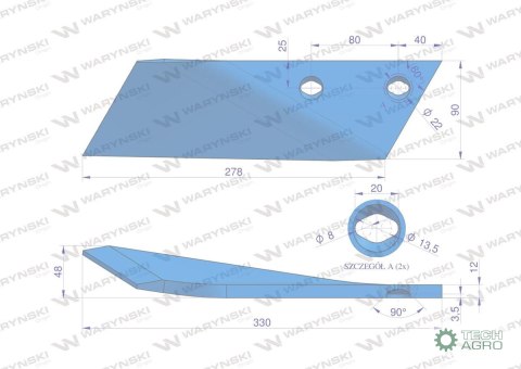Dłuto. nakładka lemiesza obracalna prawa zastosowanie Overum stal borowa WARYŃSKI 94610 Dłuto. nakładka lemiesza obracalna prawa zastosowanie Overum stal borowa WARYŃSKI 94610