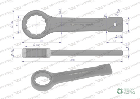 Klucz oczkowy do pobijania 41 mm Waryńs ki Klucz oczkowy do pobijania 41 mm Waryńs ki