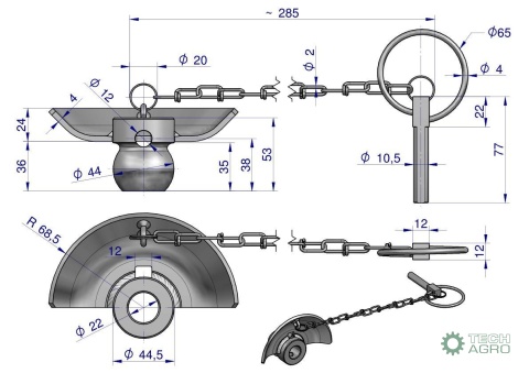Kula z kołnierzem hartowana kat. 1-1 44X22 Waryński