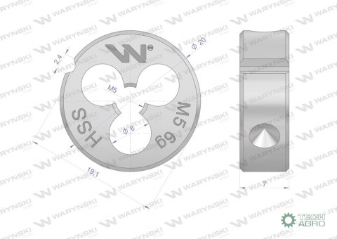 Narzynka przemysłowa M5 ze stali HSS DI N22568 Warynski Narzynka przemysłowa M5 ze stali HSS DI N22568 Warynski