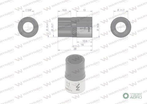 "Nasadka dwunastokątna 3/8"". 11 mm. CrV 0BV30. DIN 3124. Waryński "Nasadka dwunastokątna 3/8"". 11 mm. CrV 0BV30. DIN 3124. Waryński