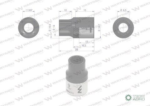 "Nasadka dwunastokątna 3/8"". 9 mm. CrV5 BV30. DIN 3124. Waryński "Nasadka dwunastokątna 3/8"". 9 mm. CrV5 BV30. DIN 3124. Waryński