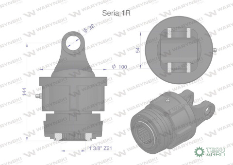 Sprzęgło jednokierunkowe prawe wału Seria 1R - 22x54 - 1 3/8 Z21 WARYŃSKI Sprzęgło jednokierunkowe prawe wału Seria 1R - 22x54 - 1 3/8 Z21 WARYŃSKI