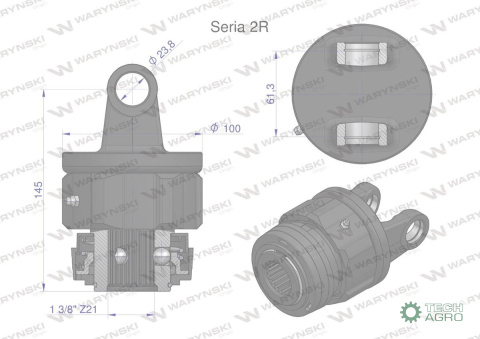 Sprzęgło jednokierunkowe prawe wału Seria 2R - 24x61 - 1 3/8 Z21 WARYŃSKI Sprzęgło jednokierunkowe prawe wału Seria 2R - 24x61 - 1 3/8 Z21 WARYŃSKI