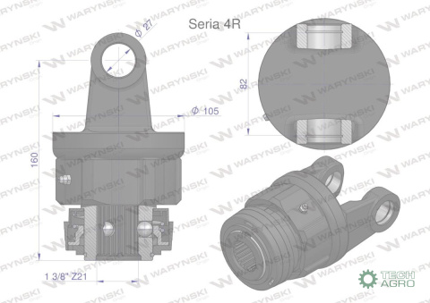 Sprzęgło jednokierunkowe prawe wału Seria 4R - 27x82 - 1 3/8 Z21 WARYŃSKI Sprzęgło jednokierunkowe prawe wału Seria 4R - 27x82 - 1 3/8 Z21 WARYŃSKI
