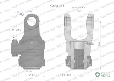 Sprzęgło na kołek wału Seria 5R 2200Nm - 30x80 - 1 3/8 Z21 WARYŃSKI Sprzęgło na kołek wału Seria 5R 2200Nm - 30x80 - 1 3/8 Z21 WARYŃSKI