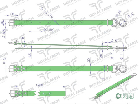 Obroża wąska, 120 cm x 3 cm z okrętką , Royal Farm Obroża wąska, 120 cm x 3 cm z okrętką , Royal Farm