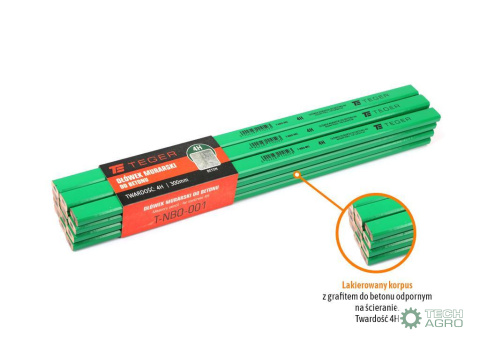 Ołówek murarski - do betonu 4H / 300mm / TEGER (sprzedawane po 12 szt) Ołówek murarski - do betonu 4H / 300mm / TEGER (sprzedawane po 12 szt)