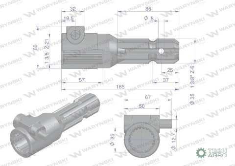 Redukcja adapter na trzpień 1 3/8" 21 wpustów na wałek 1 3/8" 6 wpustów WARYŃSKI Redukcja adapter na trzpień 1 3/8" 21 wpustów na wałek 1 3/8" 6 wpustów WARYŃSKI