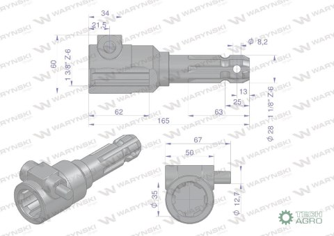 Redukcja adapter na trzpień 1 3/8" 6 wpustów na wałek 1 1/8" 6 wpustów WARYŃSKI Redukcja adapter na trzpień 1 3/8" 6 wpustów na wałek 1 1/8" 6 wpustów WARYŃSKI