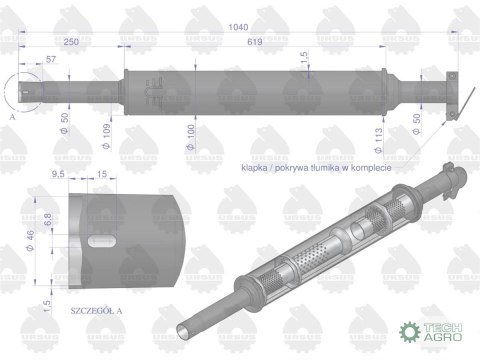 Tłumik okrągły 1040mm 5,3kg C-360 (prosty) ORYGINAŁ URSUS Tłumik okrągły 1040mm 5,3kg C-360 (prosty) ORYGINAŁ URSUS