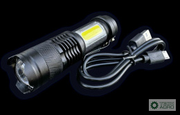 Latarka kompaktowa LED COB aluminiowa obudowa 200 lm z funkcją oświetlenia warsztatowego 500mAh USB Teger