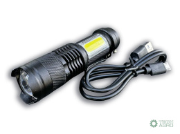 Latarka kompaktowa LED COB aluminiowa obudowa 200 lm z funkcją oświetlenia warsztatowego 500mAh USB Teger