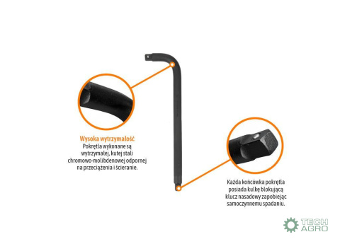 Pokrętło do nasadek TYP L 1/2" 300 mm - kute/ stal Cr-Mo / TEGER Pokrętło do nasadek TYP L 1/2" 300 mm - kute/ stal Cr-Mo / TEGER