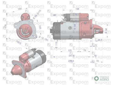 Rozrusznik R11H 300864ER. 3027466M1 12V 3 kW MF3 regenerowany EXPOM KWIDZYN eu Rozrusznik R11H 300864ER. 3027466M1 12V 3 kW MF3 regenerowany EXPOM KWIDZYN eu
