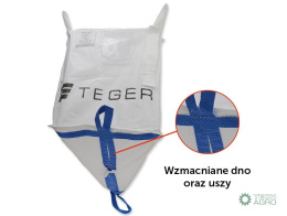 Worek BIG BAG 1500kg wzmocniony. 90 x 90 x 90. 4 uchwyty+ 2 wzmocnione doszyte do dna. Góra otwarta/ Dół zamknięty /TEGER