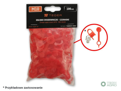 Zestaw osłonek smarowniczki M10 kolor czerwony TEGER