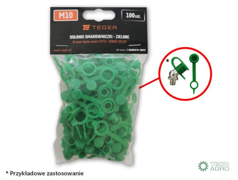 Zestaw osłonek smarowniczki M10 kolor zielony TEGER