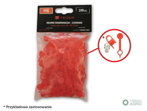 Zestaw osłonek smarowniczki M8 kolor czerwony TEGER