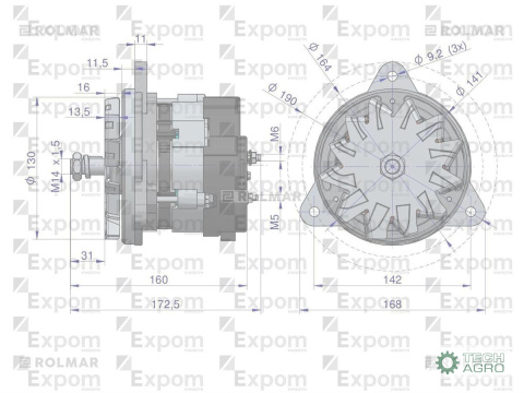 Alternator mocowany na sprężarkę EX-241020 MF3 Nowy Typ EXPOM KWIDZYN eu Alternator mocowany na sprężarkę EX-241020 MF3 Nowy Typ EXPOM KWIDZYN eu