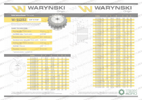 Koło zębate hartowane z kołnierzem 12B-2 (R2 3/4) Z-10 Waryński Koło zębate hartowane z kołnierzem 12B-2 (R2 3/4) Z-10 Waryński