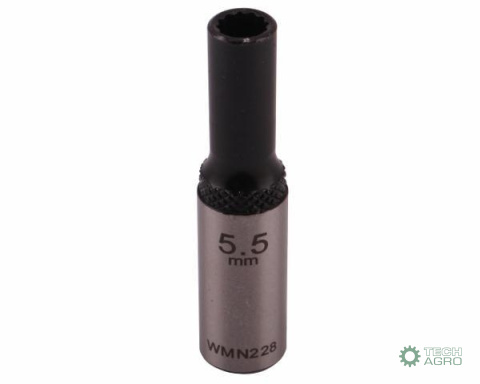 "Nasadka dwunastokątna 1/4"". 5.5 mm. dł ga. CrV50BV30. DIN 3124. Waryński