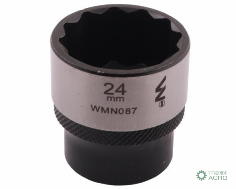 "Nasadka dwunastokątna 3/8"". 24 mm. CrV 0BV30. DIN 3124. Waryński