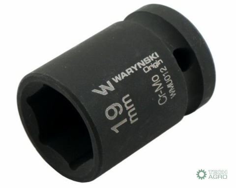 Nasadka udarowa sześciokątna 1/2". 19 mm. CrMo. DIN 3129. Waryński Nasadka udarowa sześciokątna 1/2". 19 mm. CrMo. DIN 3129. Waryński