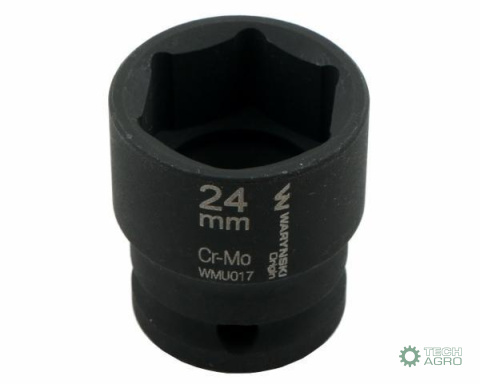 Nasadka udarowa sześciokątna 1/2". 24 mm. CrMo. DIN 3129. Waryński Nasadka udarowa sześciokątna 1/2". 24 mm. CrMo. DIN 3129. Waryński