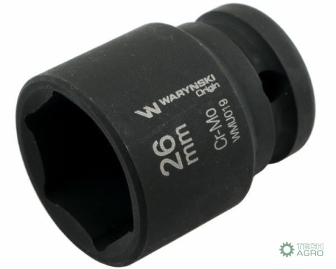 Nasadka udarowa sześciokątna 1/2". 26 mm. CrMo. DIN 3129. Waryński Nasadka udarowa sześciokątna 1/2". 26 mm. CrMo. DIN 3129. Waryński