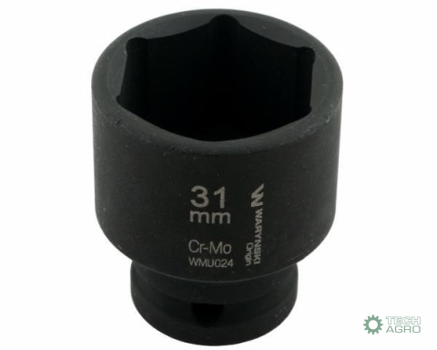 Nasadka udarowa sześciokątna 1/2". 31 mm. CrMo. DIN 3129. Waryński Nasadka udarowa sześciokątna 1/2". 31 mm. CrMo. DIN 3129. Waryński
