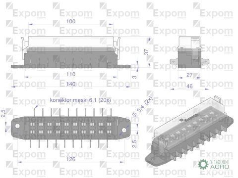 Skrzynka bezpieczników 10-krotna uniwersalna na bezpieczniki płytkowe Expom Kwidzyn eu Skrzynka bezpieczników 10-krotna uniwersalna na bezpieczniki płytkowe Expom Kwidzyn eu