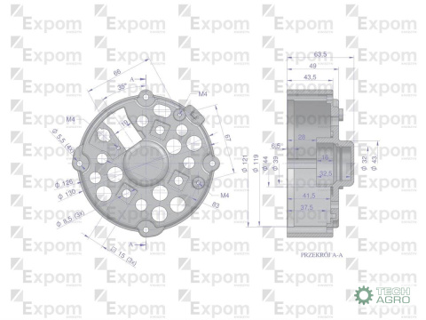 Tarcza pokrywa tylna alternatora EX230000. EX260000 C-330 C-360 EXPOM KWIDZYN eu Tarcza pokrywa tylna alternatora EX230000. EX260000 C-330 C-360 EXPOM KWIDZYN eu