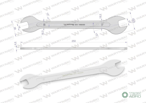 Klucz ultra płaski 16 x 17 mm, CrV Wary ński Klucz ultra płaski 16 x 17 mm, CrV Wary ński