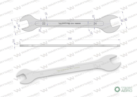Klucz ultra płaski 22 x 24 mm, CrV Wary ński Klucz ultra płaski 22 x 24 mm, CrV Wary ński