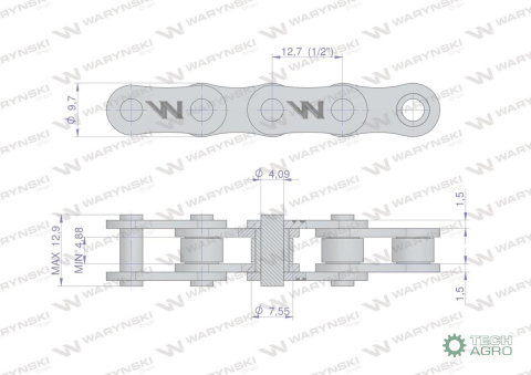 Łańcuch 083-1 (R1 1/2 x 3/16) 5 m zastosowanie Siewnik Kukurydzy Łańcuch 083-1 (R1 1/2 x 3/16) 5 m zastosowanie Siewnik Kukurydzy