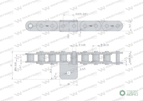 Łańcuch C10B (R1 5/8) przenośnika Kombajnu do Porzeczek 20 łopatek Waryński Łańcuch C10B (R1 5/8) przenośnika Kombajnu do Porzeczek 20 łopatek Waryński