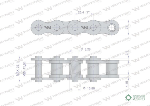 Łańcuch rolkowy 16B-1-58PZ (R1 1) adaptera zastosowanie Rozrzutnik Tytan Waryński Łańcuch rolkowy 16B-1-58PZ (R1 1) adaptera zastosowanie Rozrzutnik Tytan Waryński
