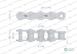 Łańcuch rolkowy 16BX-101PZ+ogn zastosowanie Prasa Zwijka Sipma 5279000102 Waryński