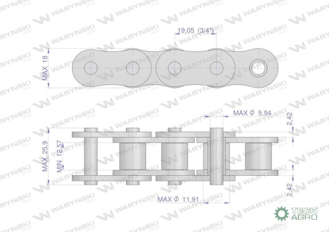 Łańcuch rolkowy L12A1-38PZ zastosowanie Claas 686200. 686200.0. 0006862000 Waryński Łańcuch rolkowy L12A1-38PZ zastosowanie Claas 686200. 686200.0. 0006862000 Waryński