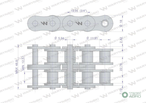 Łańcuch rolkowy L12A2-88PZ zastosowanie Claas 603132. 603132.0. 0006031321 Waryński Łańcuch rolkowy L12A2-88PZ zastosowanie Claas 603132. 603132.0. 0006031321 Waryński