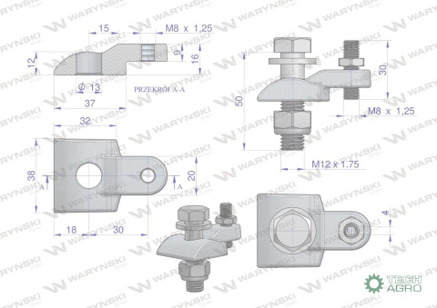Uchwyt mocowanie palca DEUTZ FAHR 06565650 WARYŃSKI Uchwyt mocowanie palca DEUTZ FAHR 06565650 WARYŃSKI