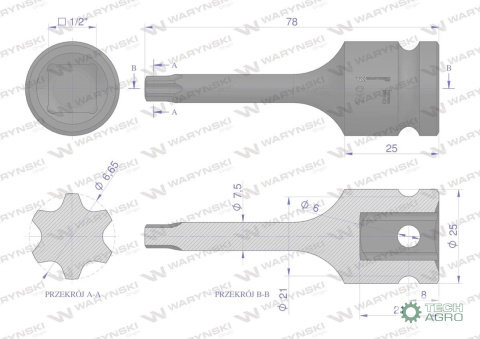 Nasadka udarowa 1/2 gwiazdkowa STAR T40 Waryński Nasadka udarowa 1/2 gwiazdkowa STAR T40 Waryński