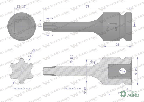 Nasadka udarowa 1/2 gwiazdkowa STAR T45 Waryński Nasadka udarowa 1/2 gwiazdkowa STAR T45 Waryński