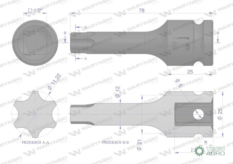 Nasadka udarowa 1/2 gwiazdkowa STAR T55 Waryński Nasadka udarowa 1/2 gwiazdkowa STAR T55 Waryński