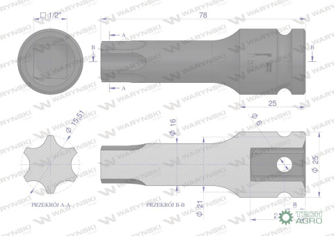 Nasadka udarowa 1/2 gwiazdkowa STAR T70 Waryński Nasadka udarowa 1/2 gwiazdkowa STAR T70 Waryński